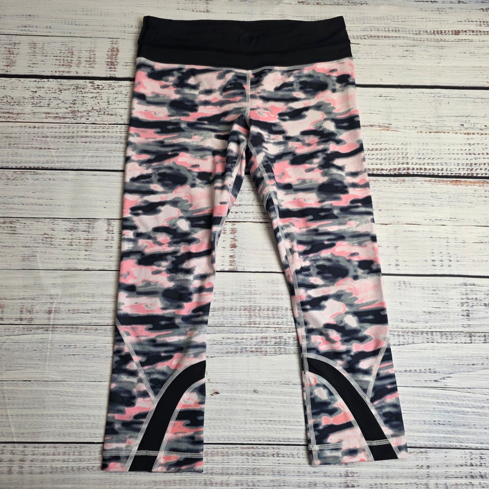 Lululemon Run Inspire Crop II Wamo Camo Size 6 Leggings Zip Pocket Yoga Pants